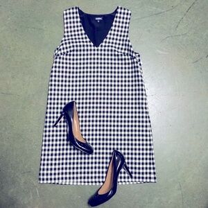 Tilton Designer Black & White Checkered Wool Sleeveless Dress Size Small